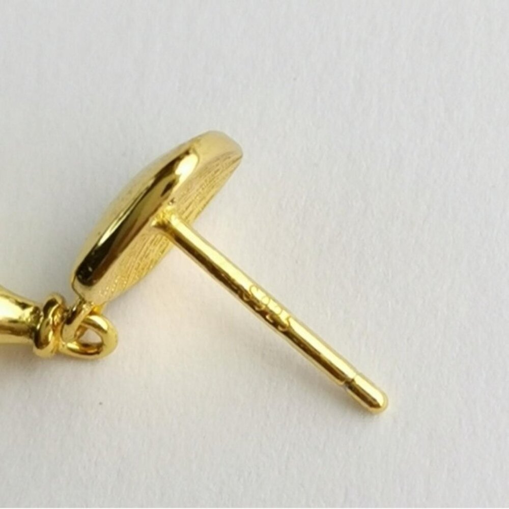 70s Retro Earrings in 14k Gold Vermeil on Sterling Silver - Picture 6 of 8